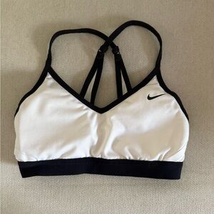 Nike Black and White Sports Bra with Geometric Strappy Back